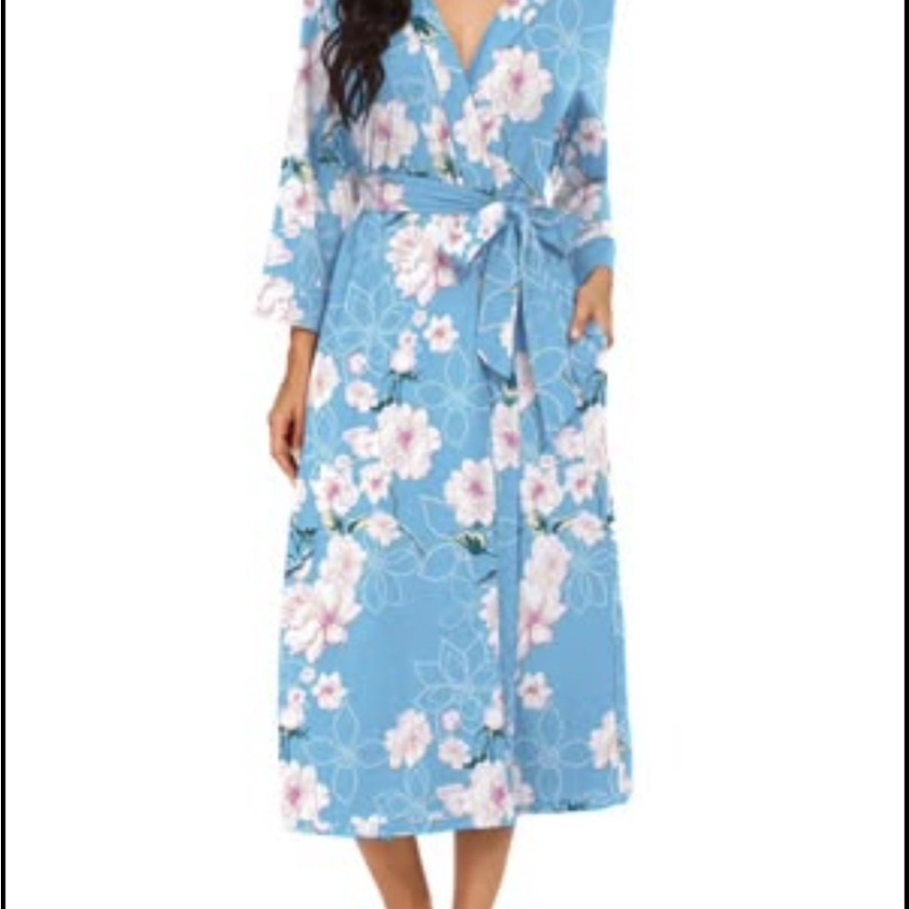 New Women Kimono Robe Long Knit Bathrobe Loungewear Medium